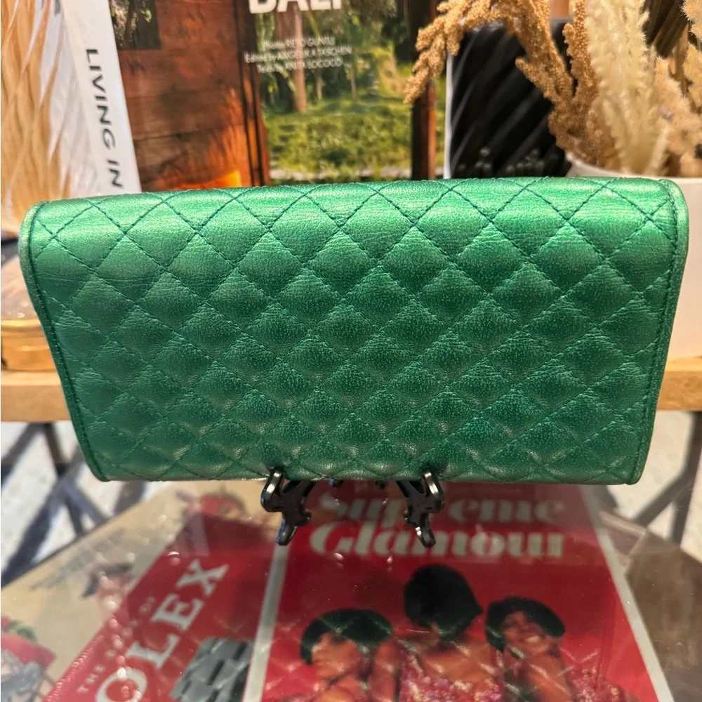 Gucci Green Long Wallet with Horsebit GG